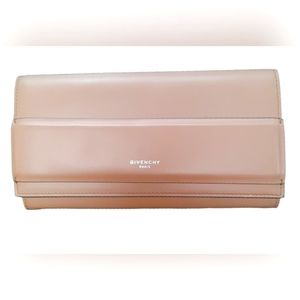 GIVENCHY HORIZON Beige Leather Bifold Long Wallet
